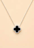Black Silver Clover Necklace