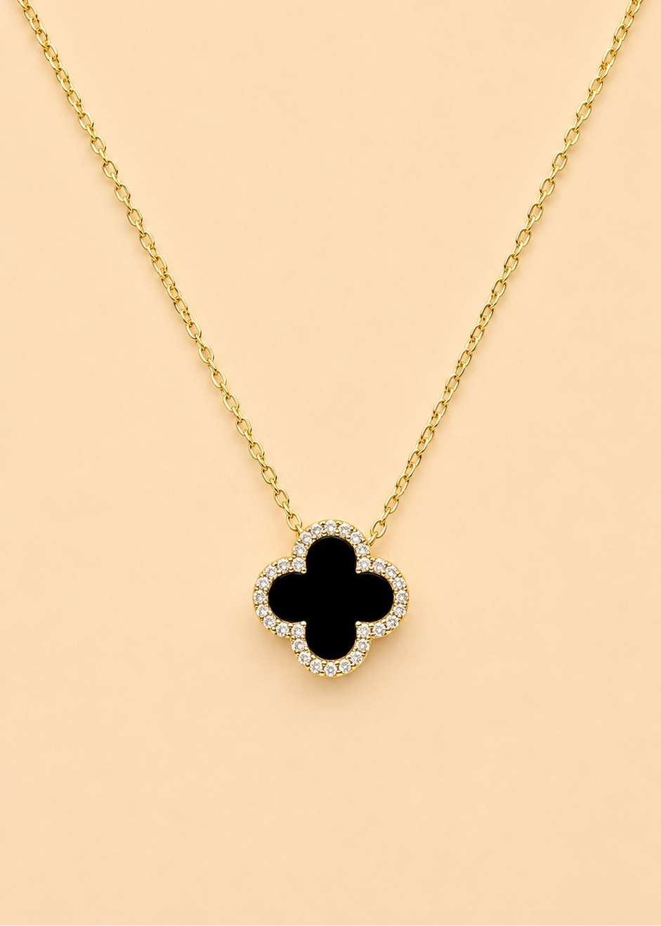 Black Gold Clover Necklace
