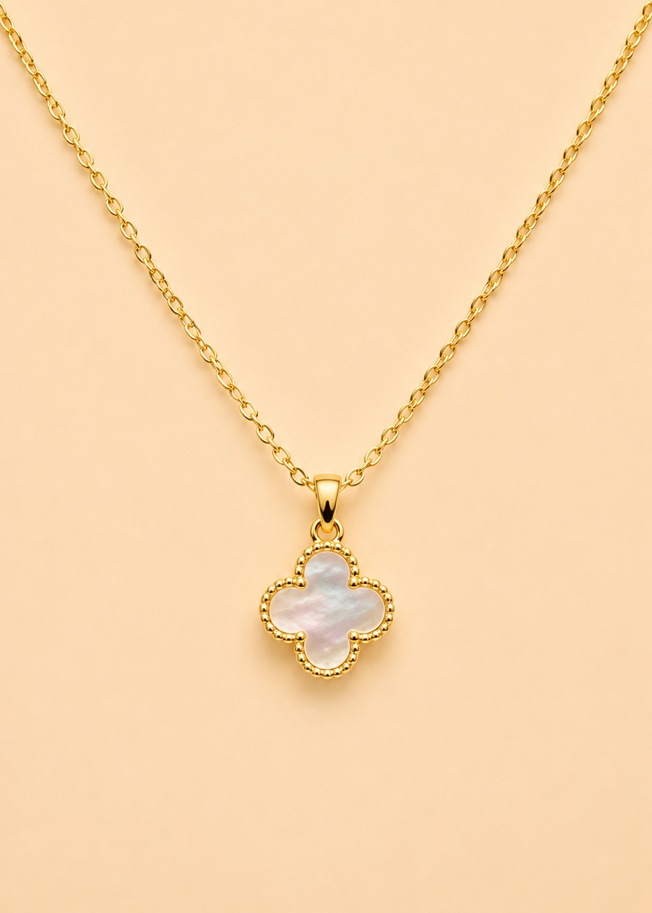 White Gold Clover Necklace