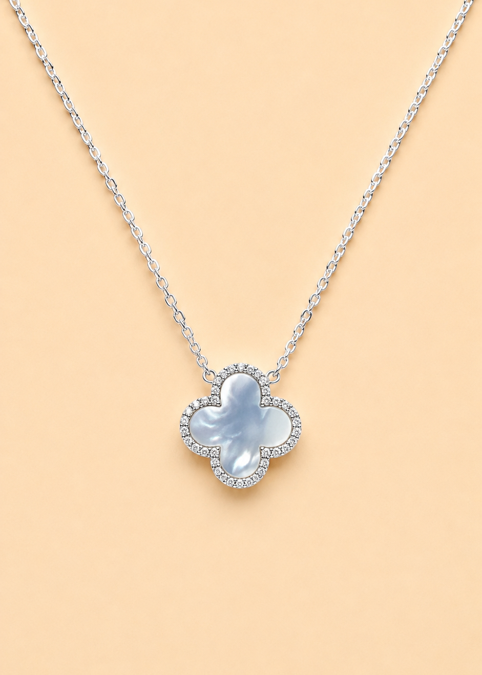 Silver Moonlight Clover Necklace