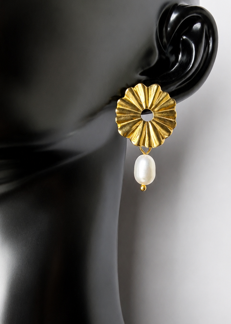 Sunburst Pearl Drop Earrings