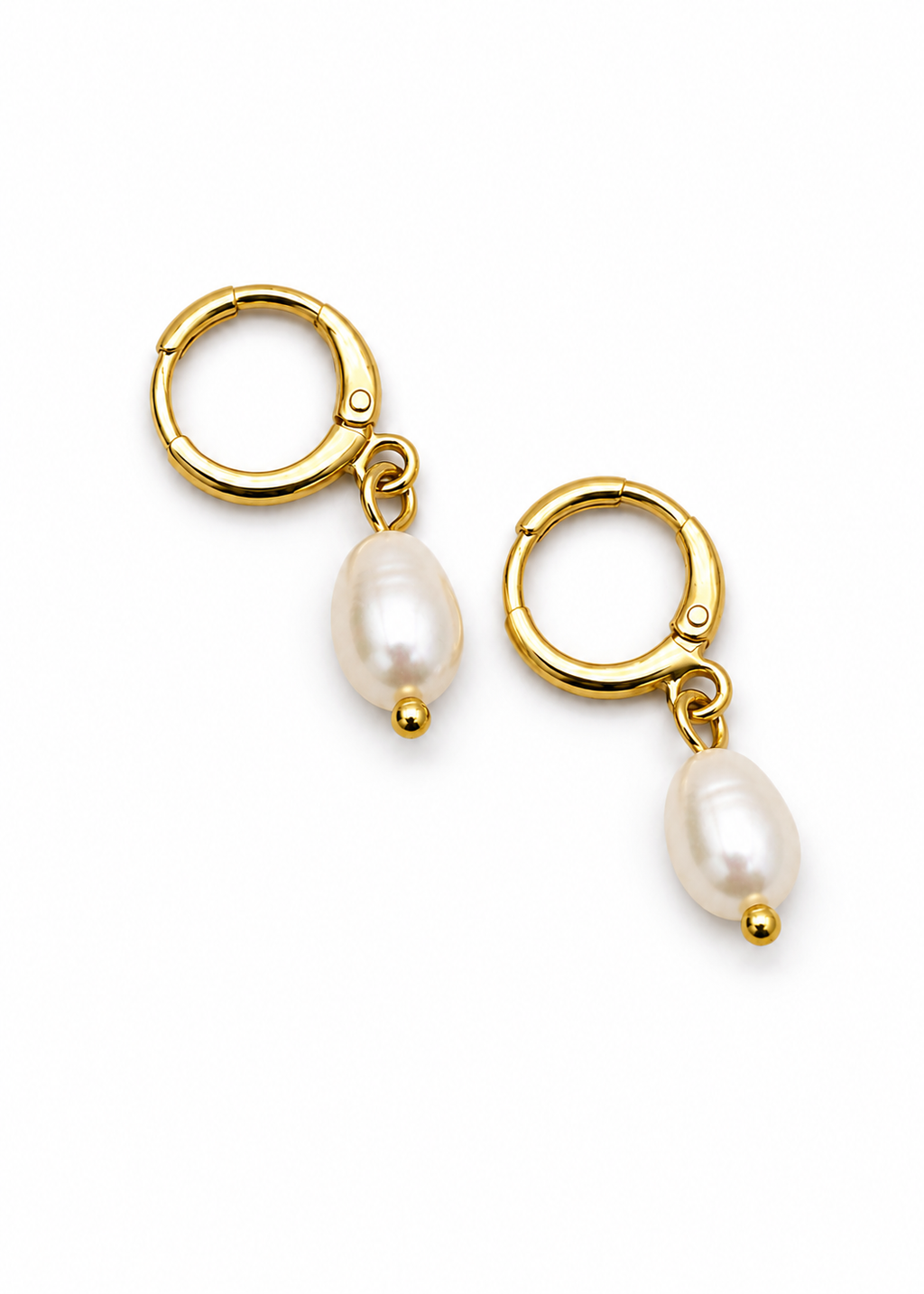Pearl Drop Huggie Earrings