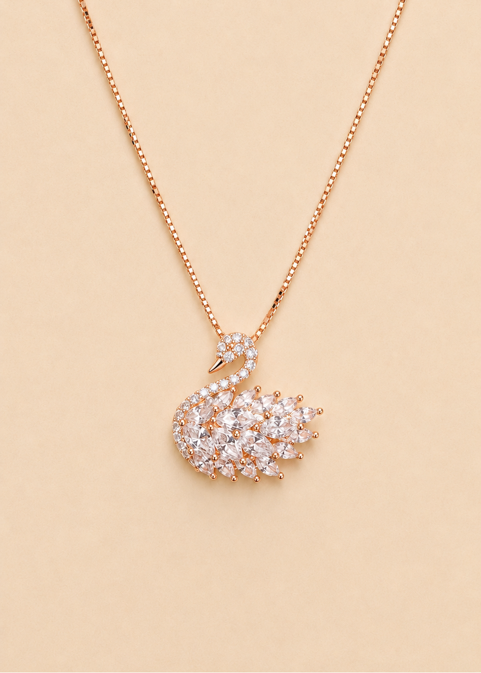 Majesty Rose Gold Swan Necklace