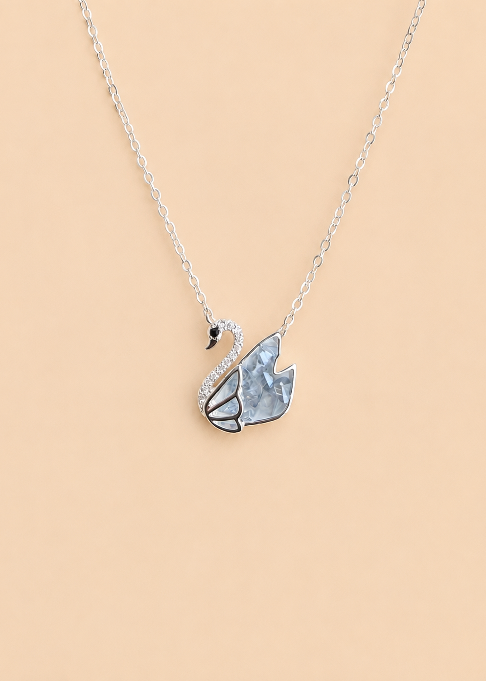 Blue Crystal Swan Necklace