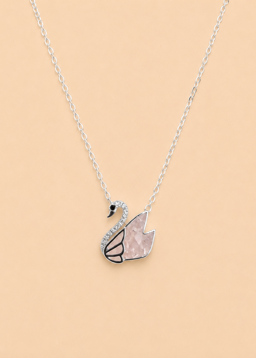 Pink Crystal Swan Necklace