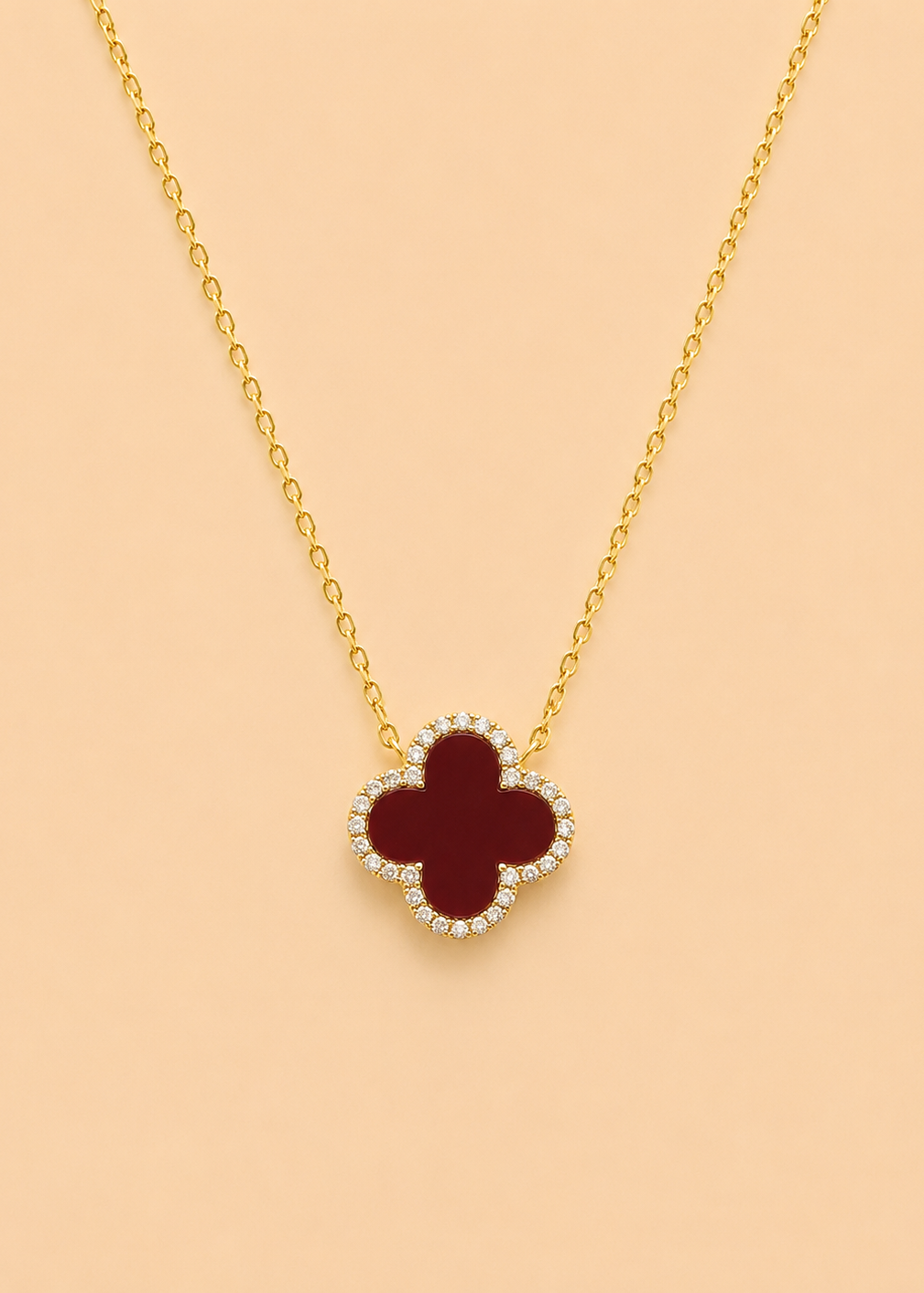 Burgundy Clover Necklace