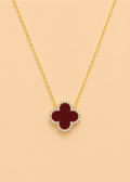 Burgundy Clover Necklace