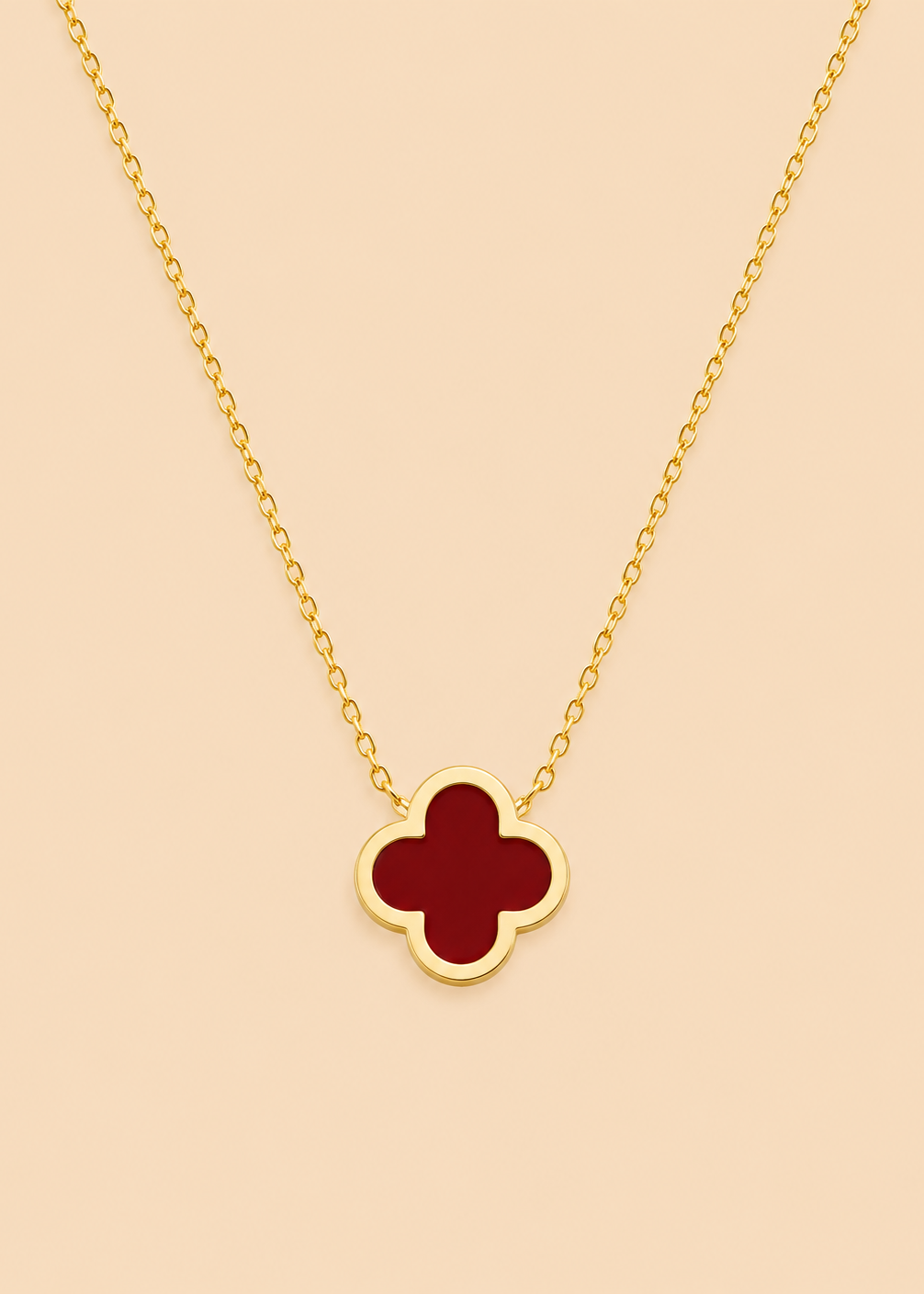 Burgundy Clover Necklace