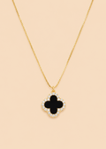 Black & Red Gold Reversible Clover Necklace