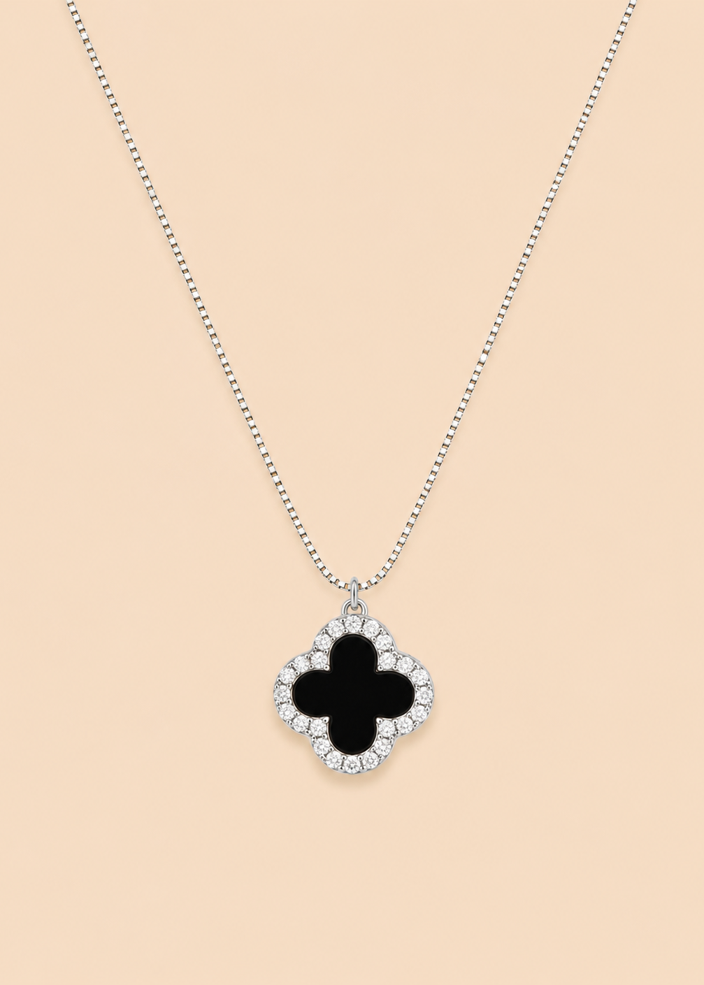 Black & White Reversible Clover Necklace