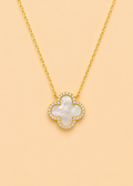 Golden Clover Pearl Shell Necklace