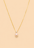 Gold Pink Pearl Pendant Necklace