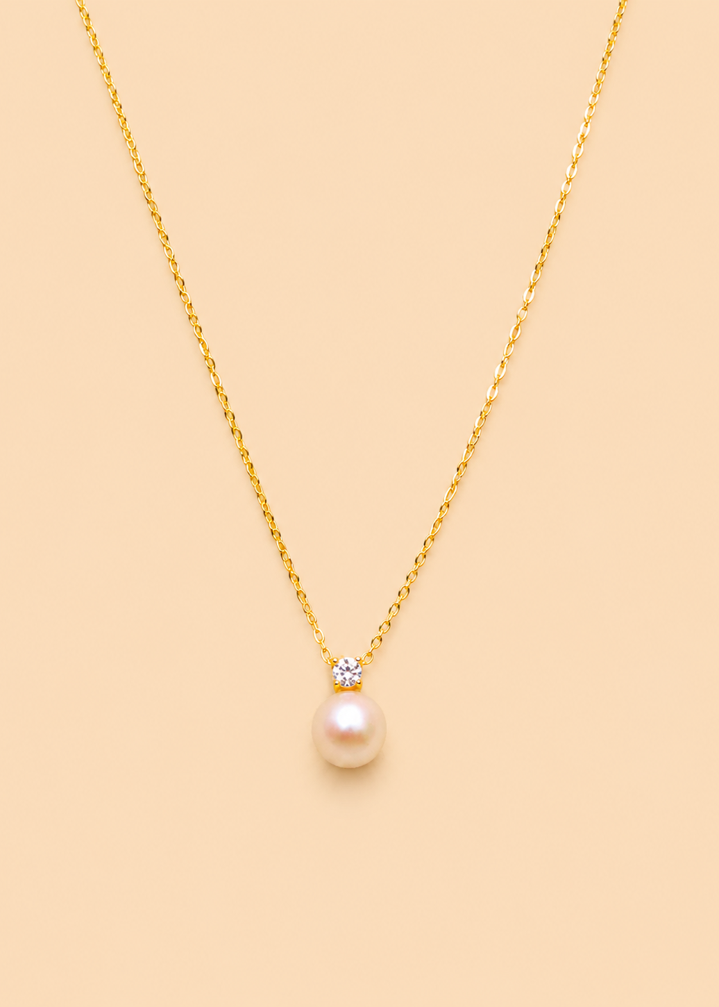 Gold Pink Pearl Pendant Necklace