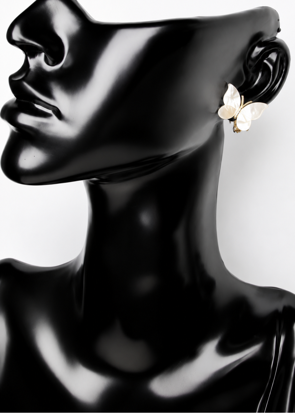 Mother of Pearl Butterfly Stud Earrings