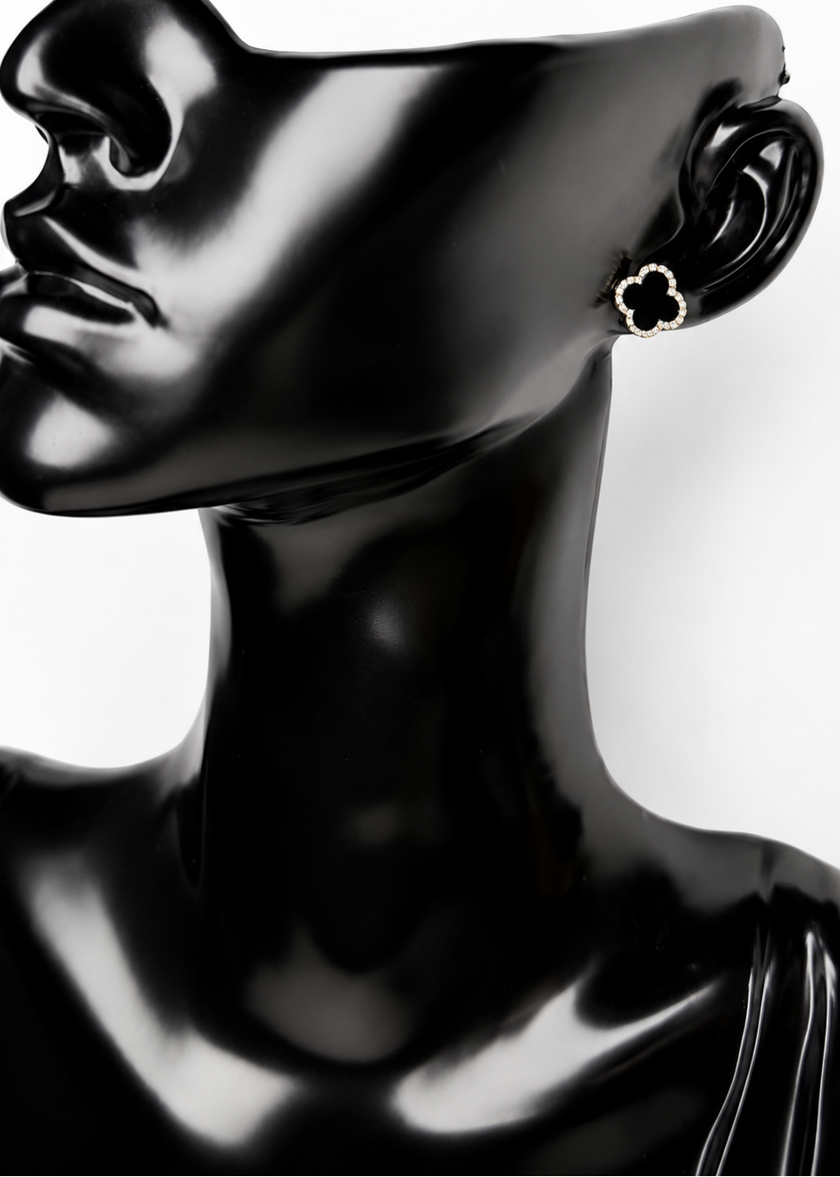Black Gold Clover Stud Earrings