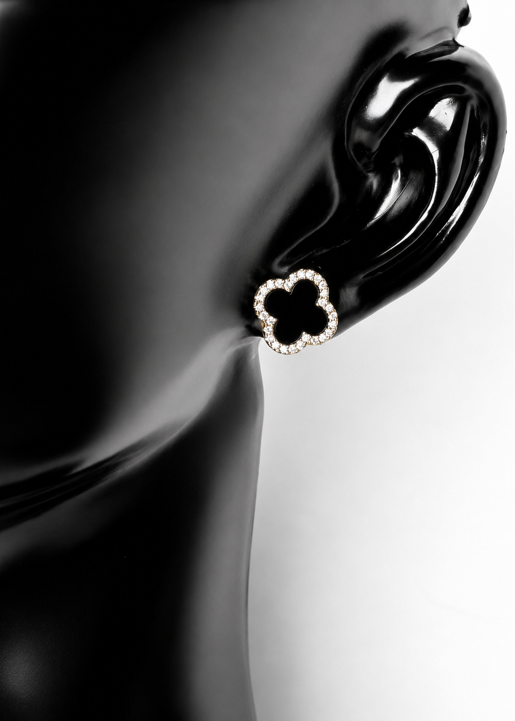 Black Gold Clover Stud Earrings