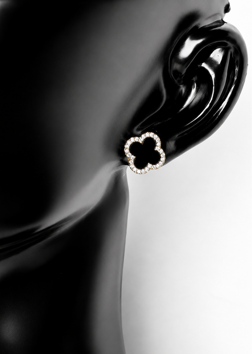 Black Gold Clover Stud Earrings