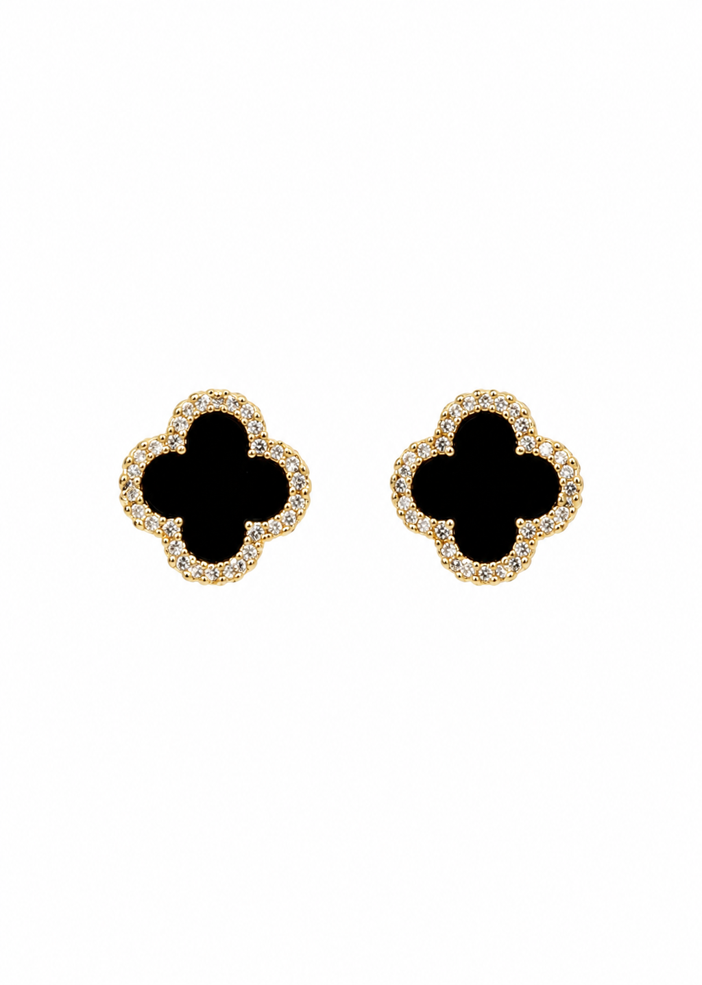 Black Gold Clover Stud Earrings
