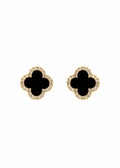 Black Gold Clover Stud Earrings