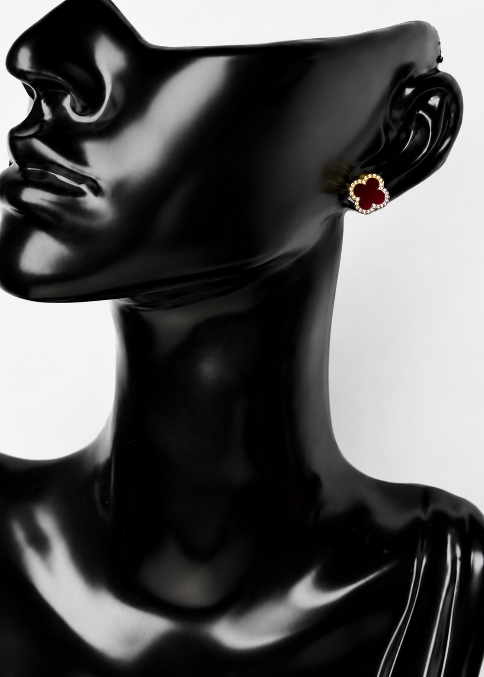 Burgundy Clover Stud Earrings