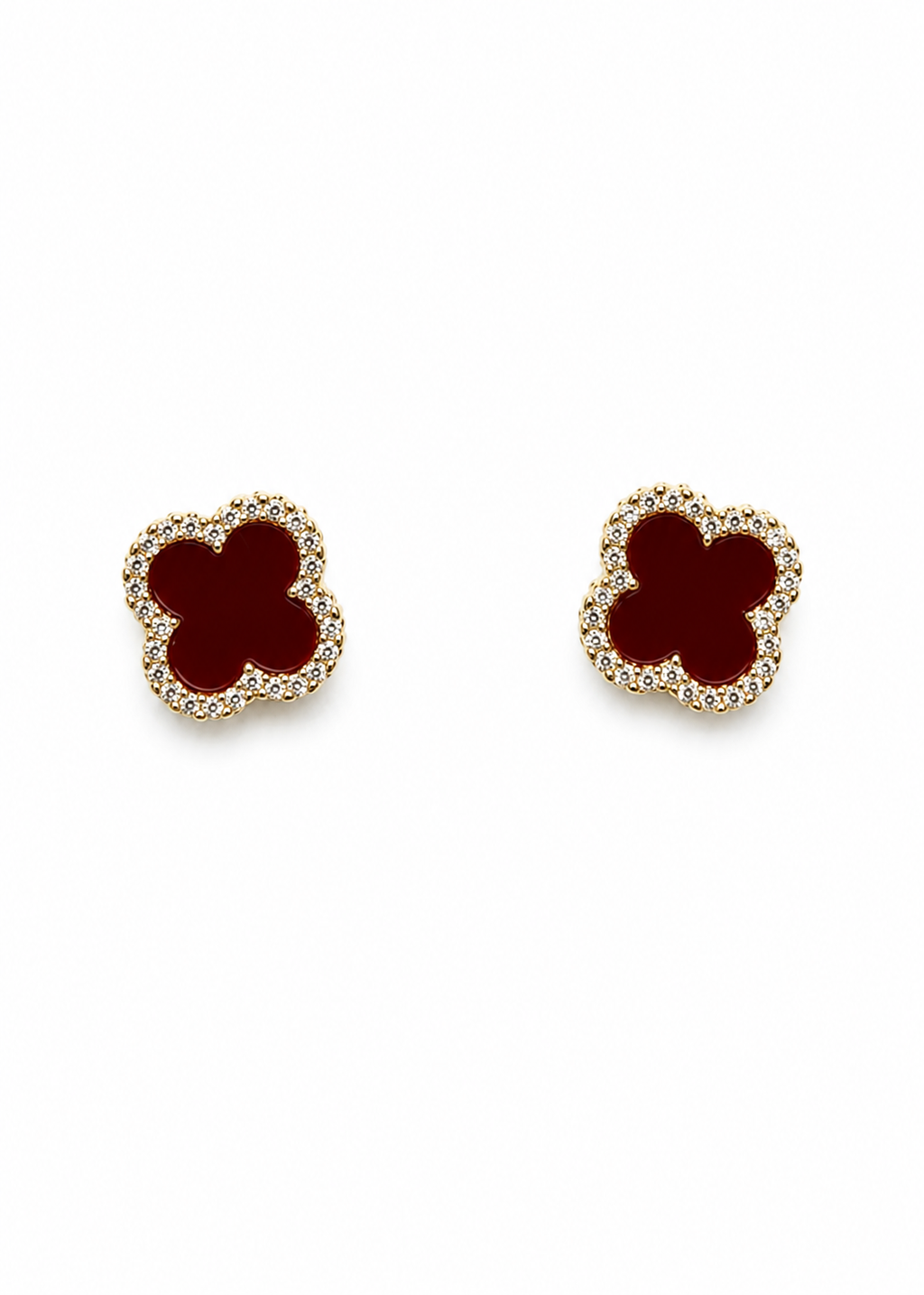 Burgundy Clover Stud Earrings