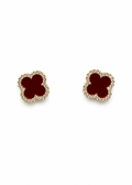 Burgundy Clover Stud Earrings
