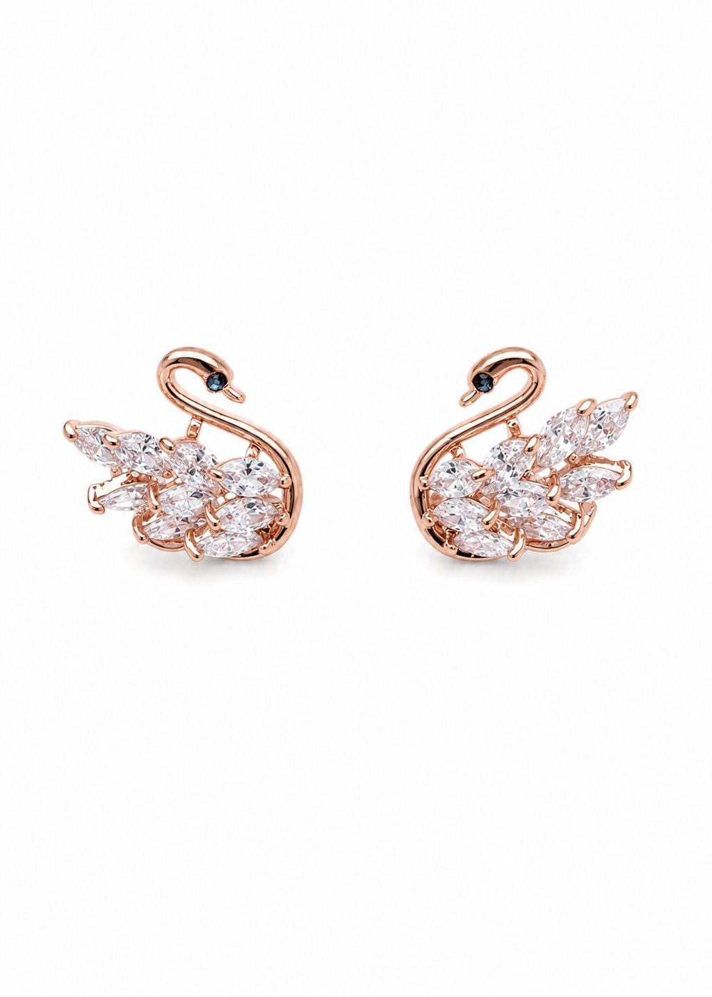 Rose Gold Swan Crystal Studs
