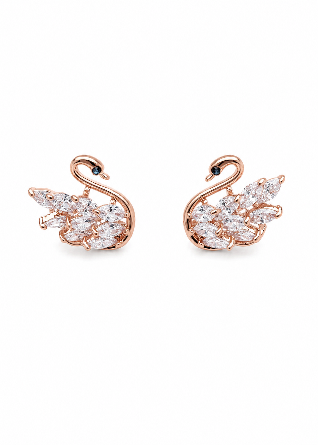 Rose Gold Swan Crystal Studs