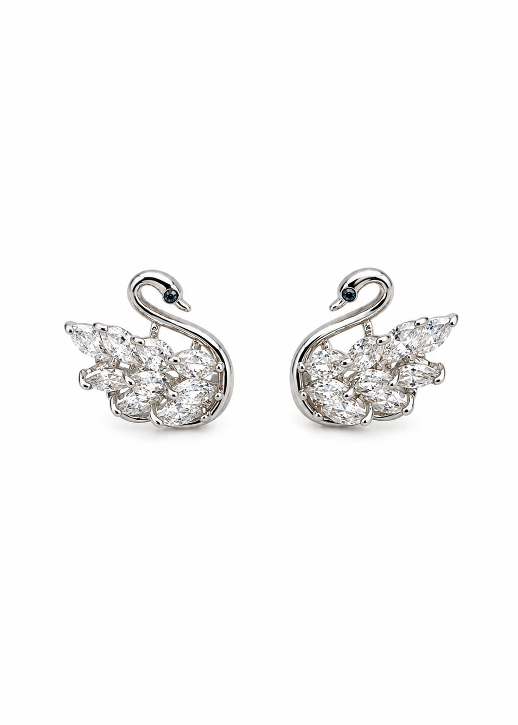 Silver Swan Crystal Studs