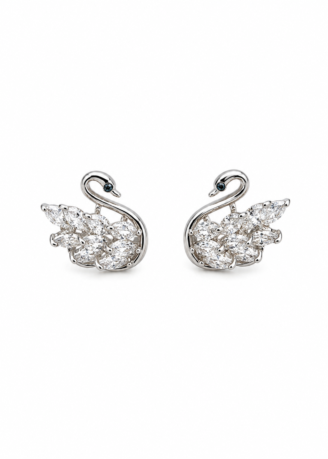 Silver Swan Crystal Studs