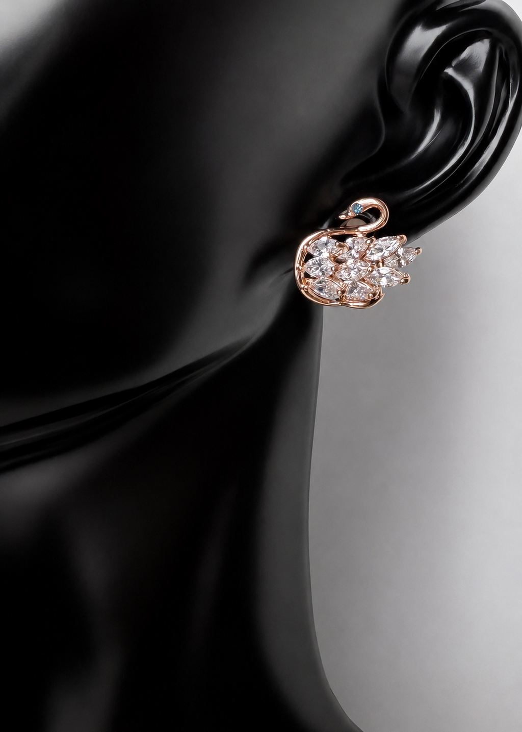 Rose Gold Swan Crystal Studs