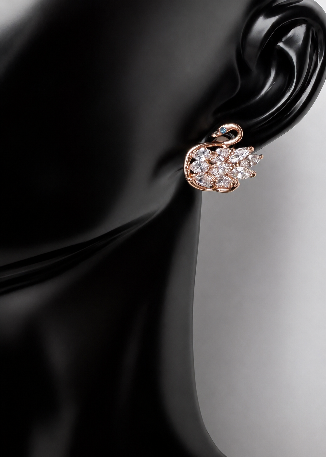 Rose Gold Swan Crystal Studs