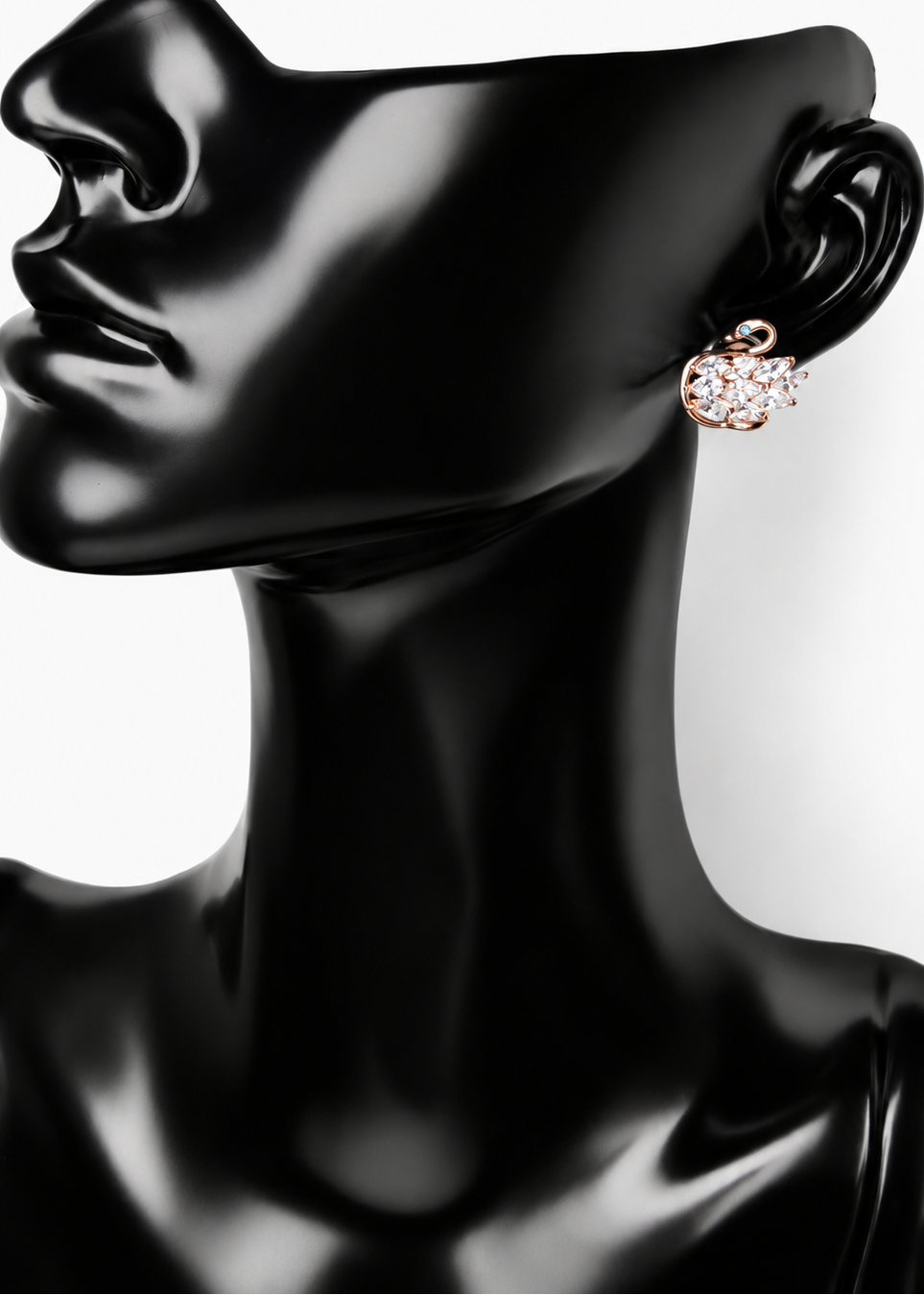 Rose Gold Swan Crystal Studs