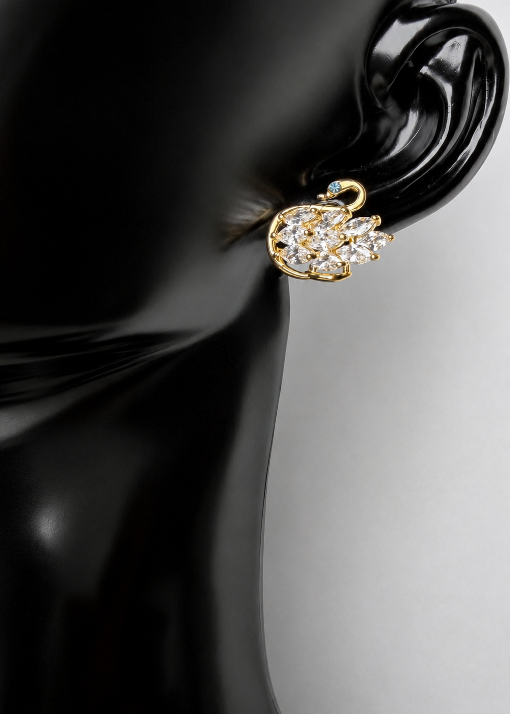 Gold Swan Crystal Studs