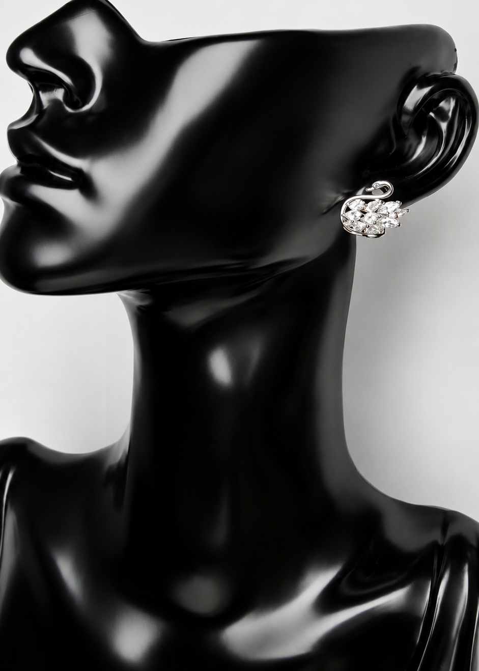 Silver Swan Crystal Studs