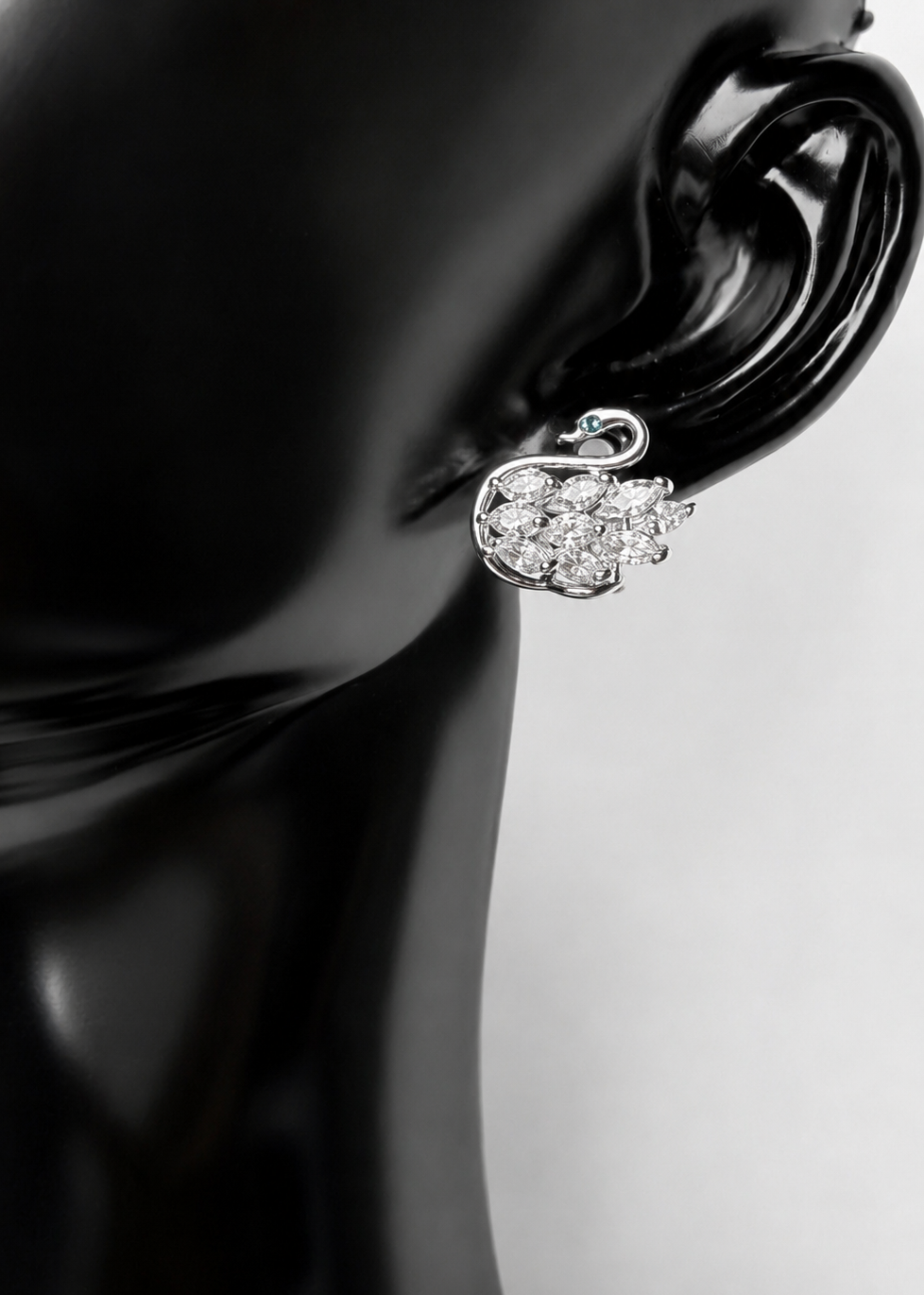 Silver Swan Crystal Studs