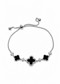 Black Onyx Clover Adjustable Bracelet