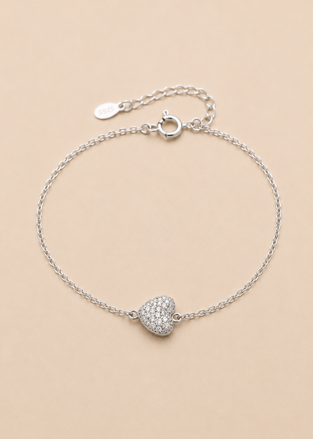 S925 Pavé Heart Bracelet
