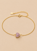 Gold Pink Pavé Heart Bracelet
