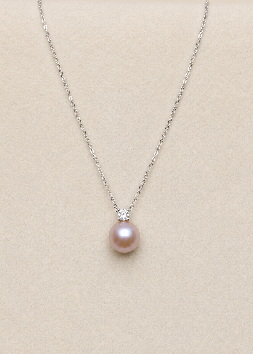 S925 Pink Pearl Pendant Necklace