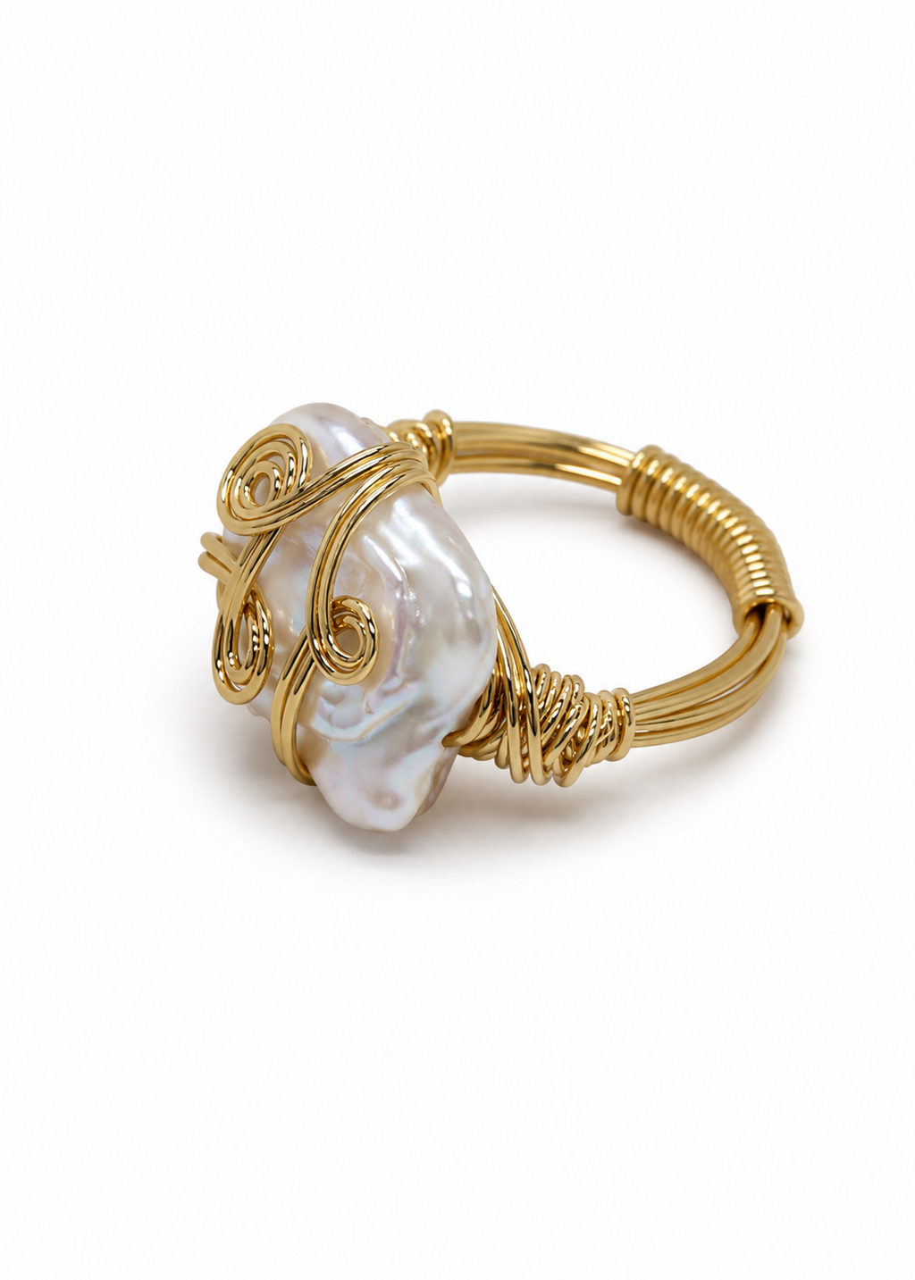 18k Gold Plated Baroque Pearl Ring