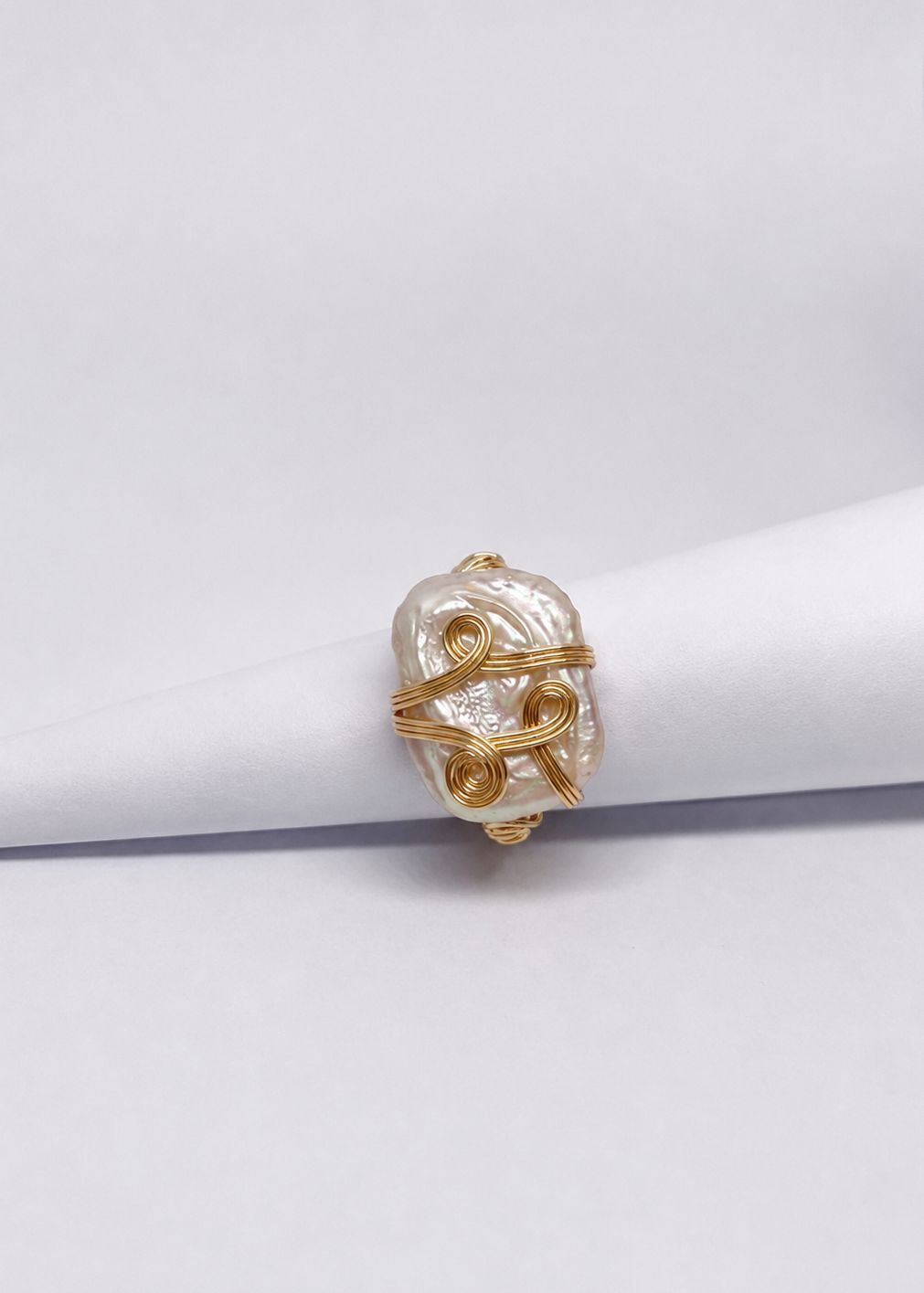 18k Gold Plated Baroque Pearl Ring