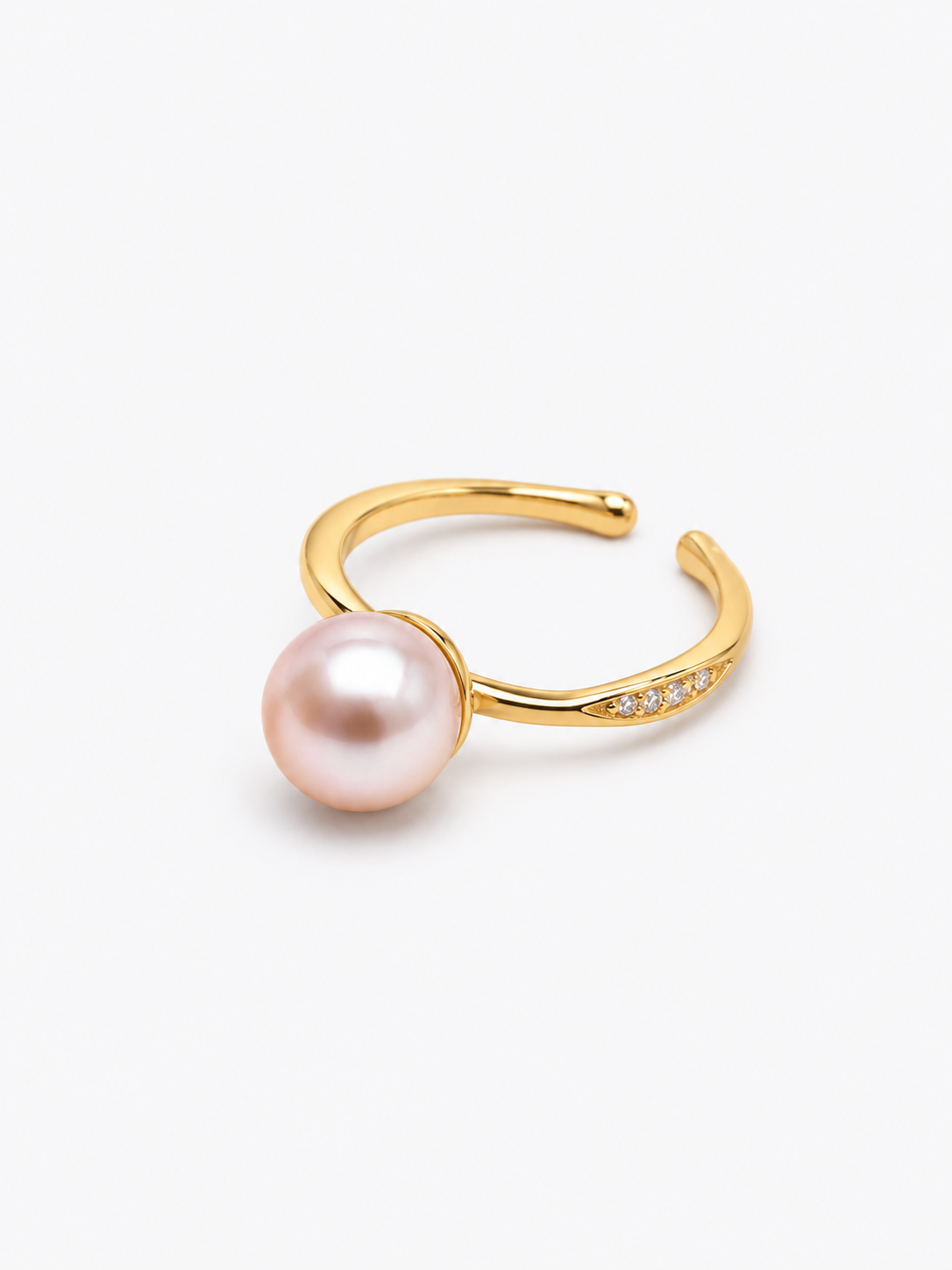 18K Gold Freshwater Pink Pearl Solitaire Ring