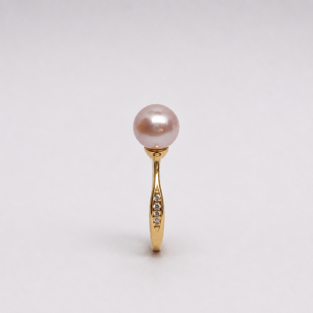18K Gold Freshwater Pink Pearl Solitaire Ring