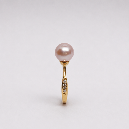 18K Gold Freshwater Pink Pearl Solitaire Ring