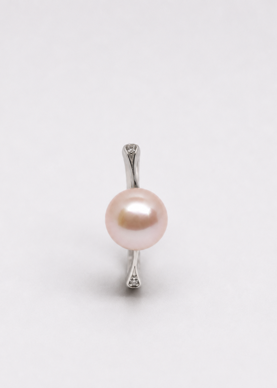 S925 Freshwater Pink Pearl Solitaire Ring