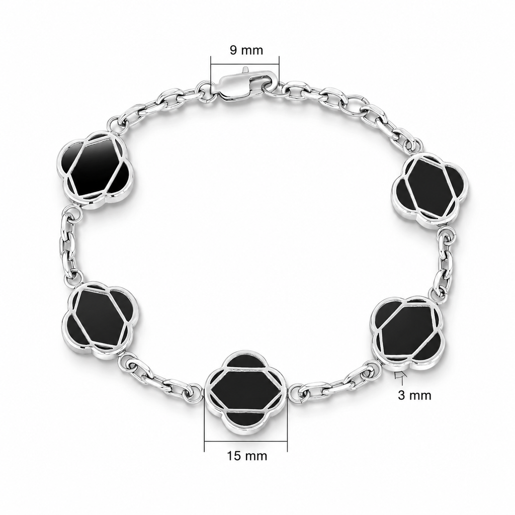 Stainless Steel Silver Black Orbit Bracelet