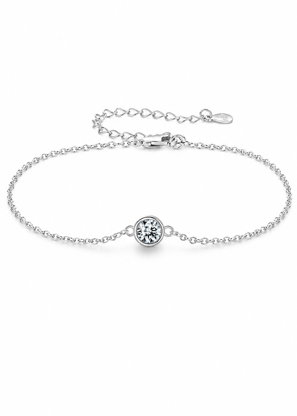 925 Sterling Silver Solitaire Moissanite Bracelet