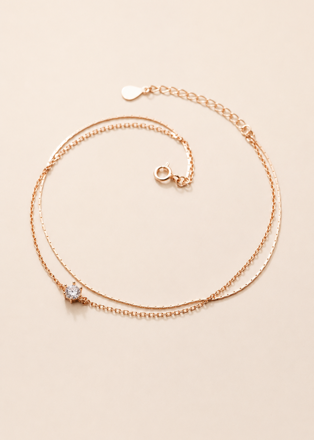 Rose Gold Double Layer Crystal Bracelet & Anklet