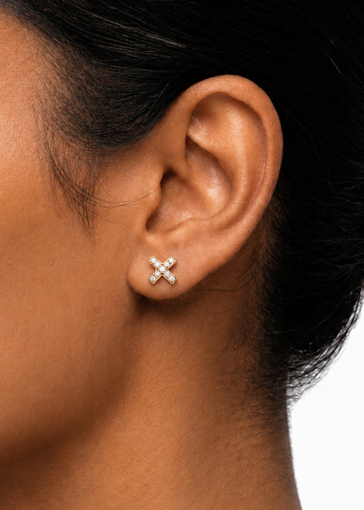 14k Gold Plated Moonlit X Earrings